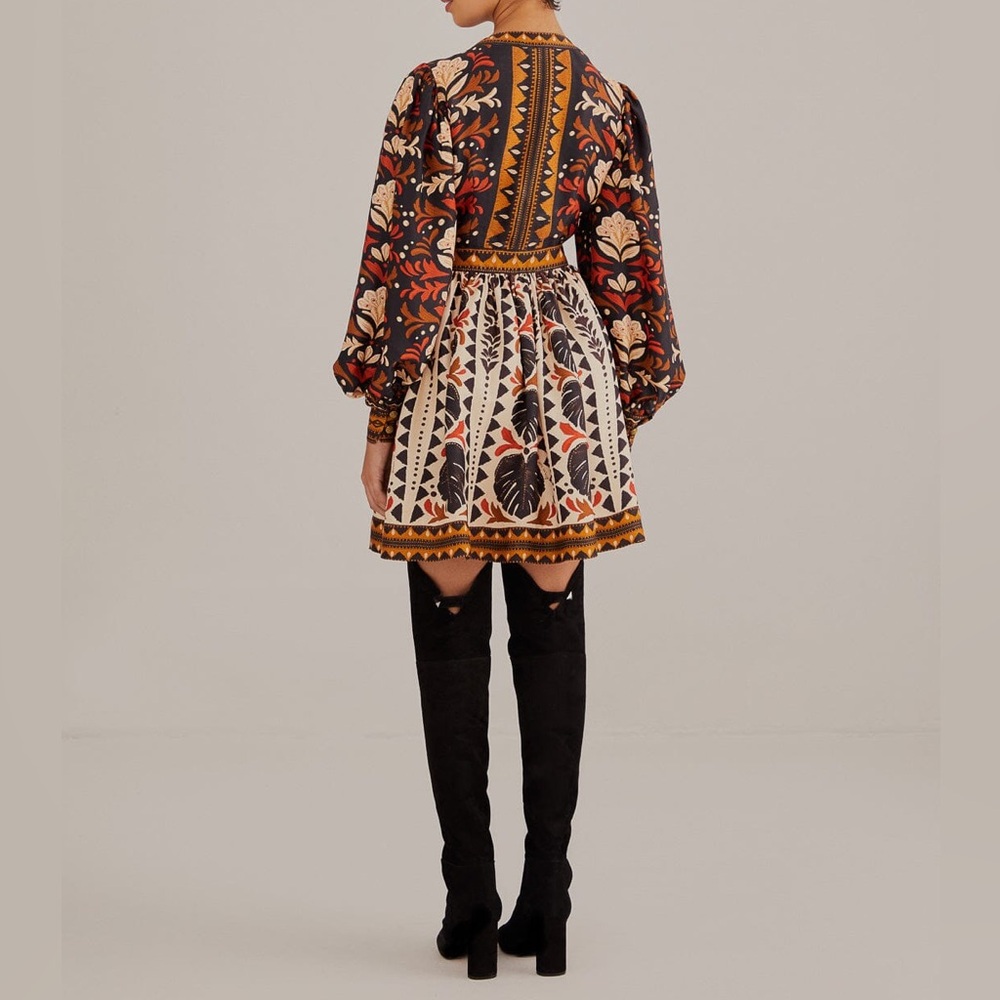 Farm Rio Tapestry Garden Multicolor V Neck Wrap Mini Dress NWT Medium - Picture 5 of 16